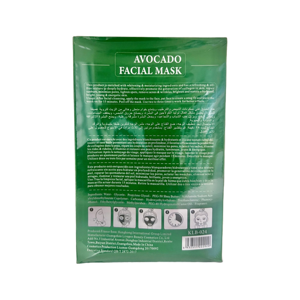 KLB Avocado Face Mask 10p